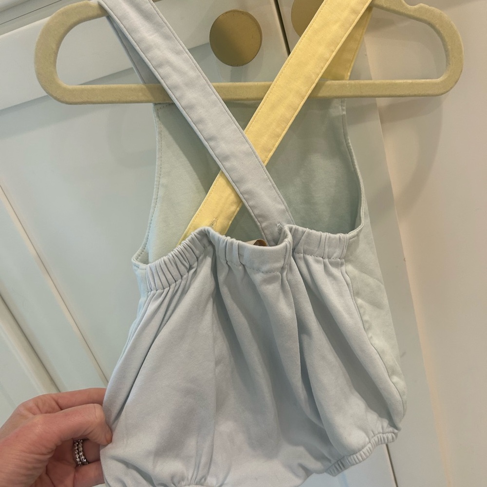 The Beaufort Bonnet Company Light Blue and Yellow sunsuit! 6-12 months! Adorable - Picture 3 of 4